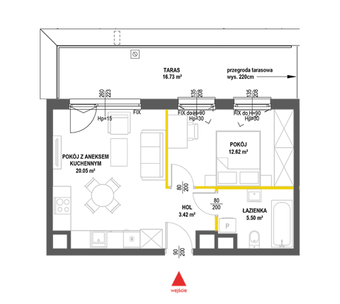 Plan 2 pok. 42m²