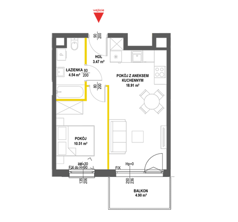 Plan 2 pok. 37m²