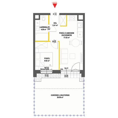 Plan 2 pok. 32m²