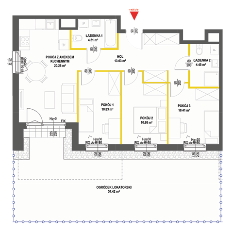 Plan 4 pok. 75m²