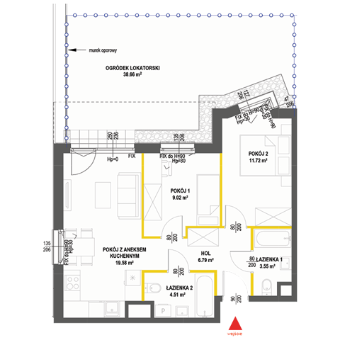 Plan 3 pok. 55m²