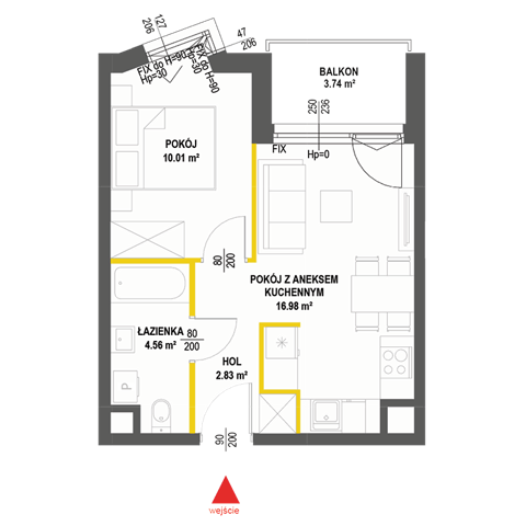 Plan 2 pok. 34m²