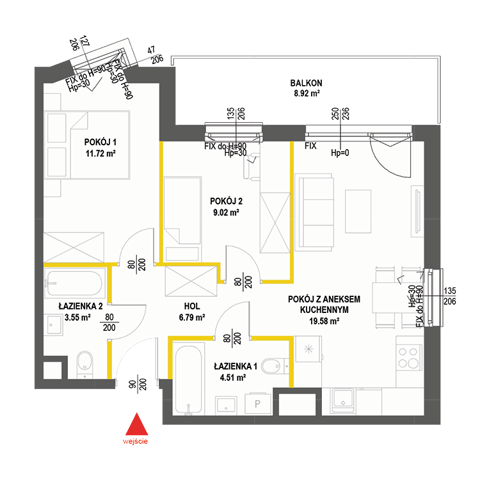 Plan 3 pok. 55m²