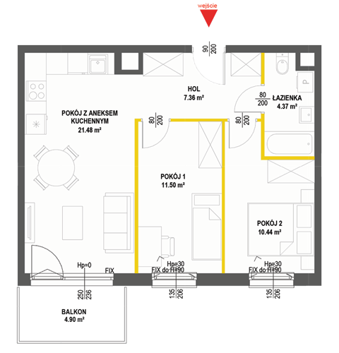 Plan 3 pok. 55m²