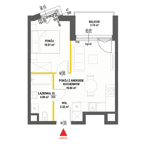 Plan 2 pok. 34m²