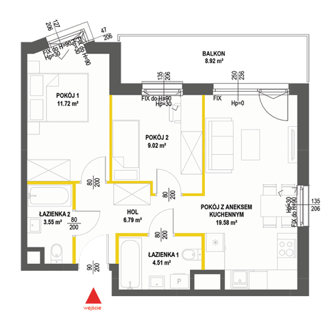 Plan 3 pok. 55m²