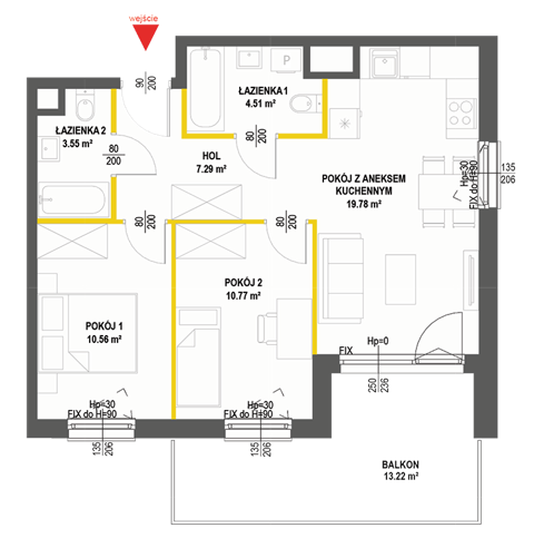 Plan 3 pok. 56m²