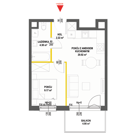 Plan 2 pok. 36m²