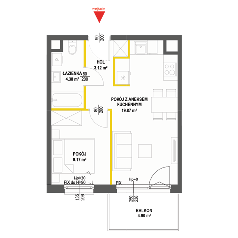 Plan 2 pok. 37m²