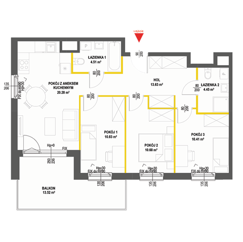 Plan 4 pok. 75m²