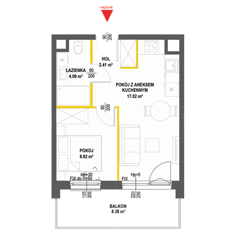 Plan 2 pok. 32m²