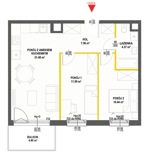 Plan 3 pok. 55m²