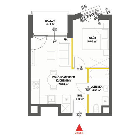 Plan 2 pok. 34m²