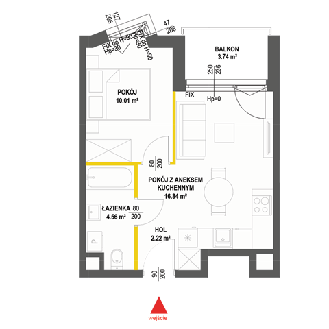 Plan 2 pok. 34m²