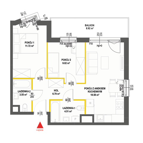 Plan 3 pok. 55m²
