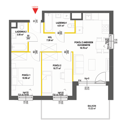 Plan 3 pok. 56m²