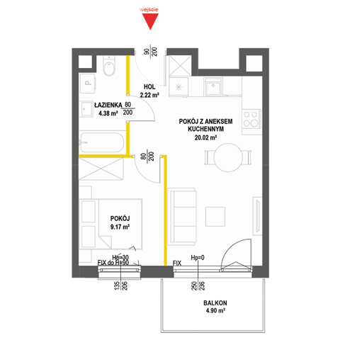 Plan 2 pok. 36m²