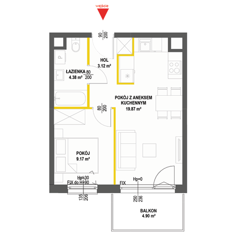 Plan 2 pok. 37m²