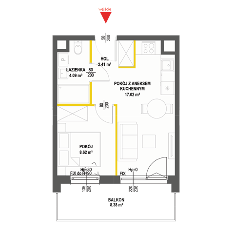 Plan 2 pok. 32m²