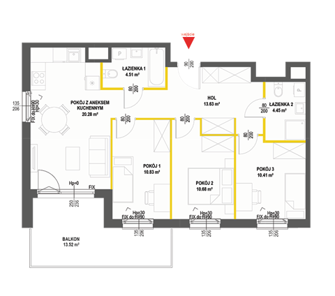 Plan 4 pok. 75m²