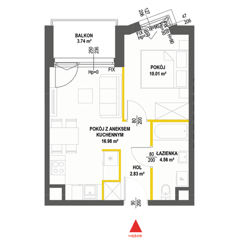 Plan 2 pok. 34m²