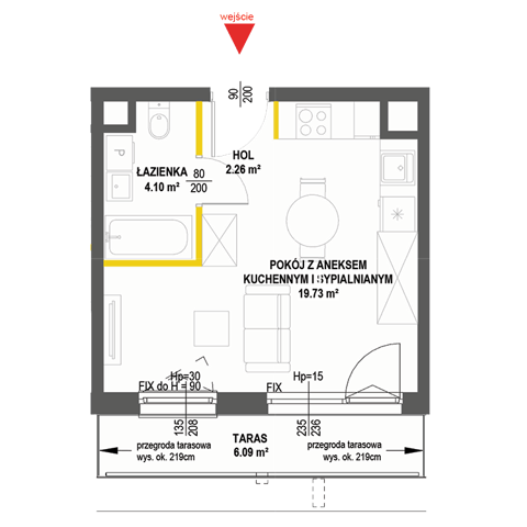 Plan 1 pok. 26m²