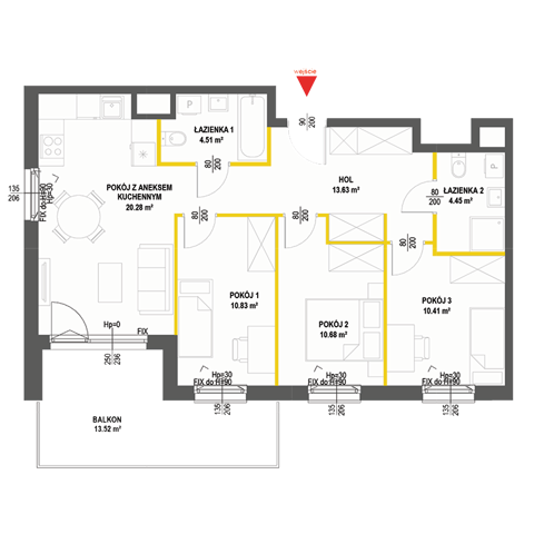 Plan 4 pok. 75m²