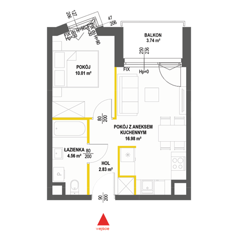 Plan 2 pok. 34m²