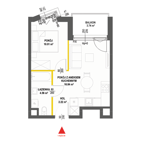 Plan 2 pok. 34m²