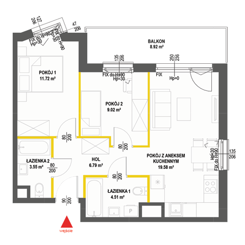 Plan 3 pok. 55m²