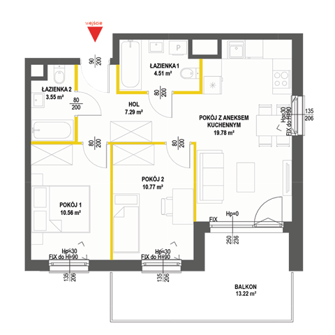 Plan 3 pok. 56m²