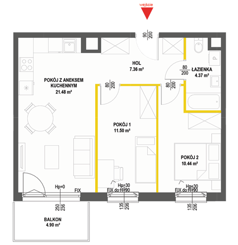 Plan 3 pok. 55m²