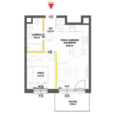Plan 2 pok. 36m²