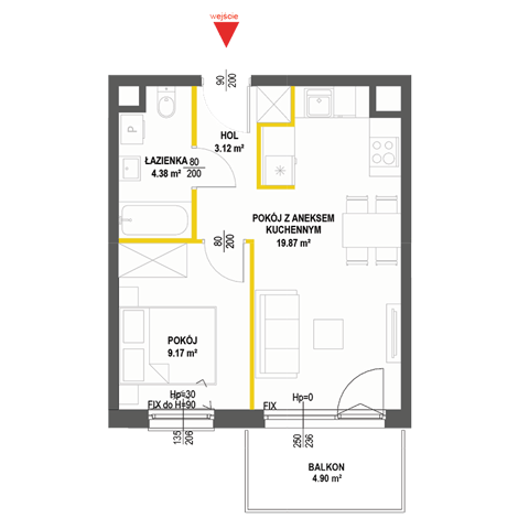 Plan 2 pok. 37m²