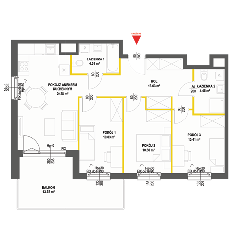 Plan 4 pok. 75m²