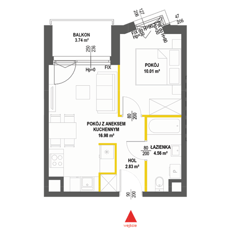 Plan 2 pok. 34m²