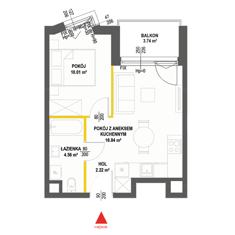 Plan 2 pok. 34m²