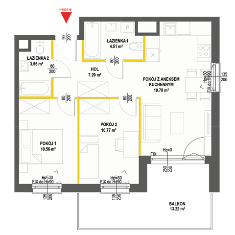 Plan 3 pok. 56m²