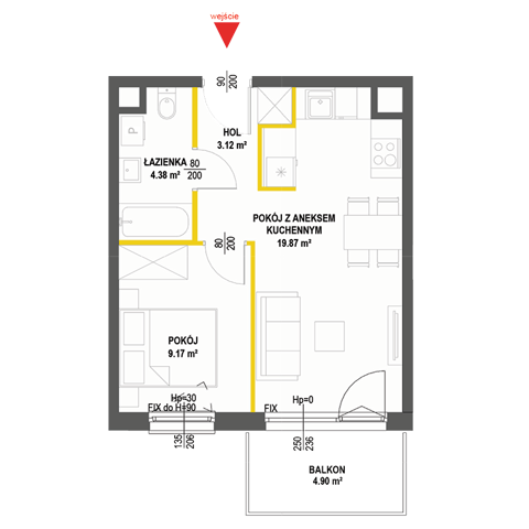 Plan 2 pok. 37m²