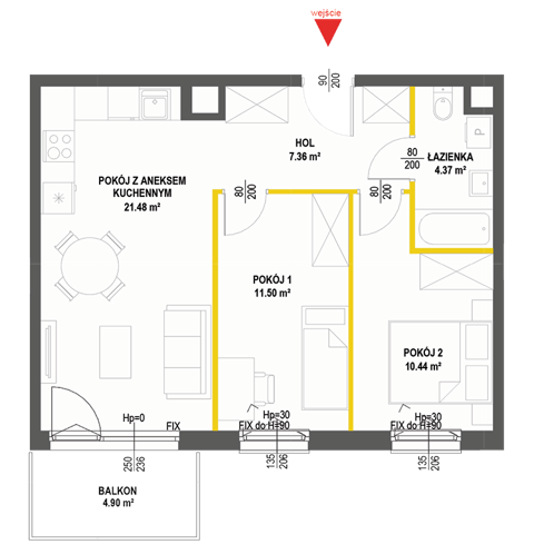 Plan 3 pok. 55m²