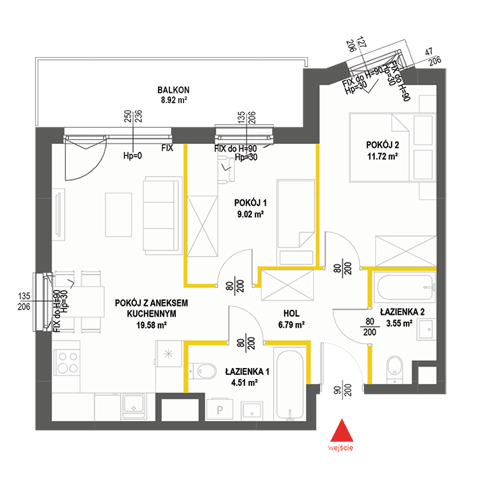Plan 3 pok. 55m²