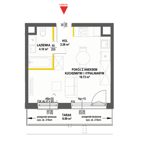 Plan 1 pok. 26m²