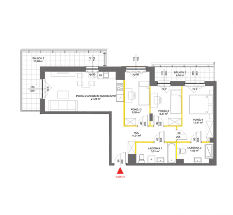 Plan 4 pok. 75m²