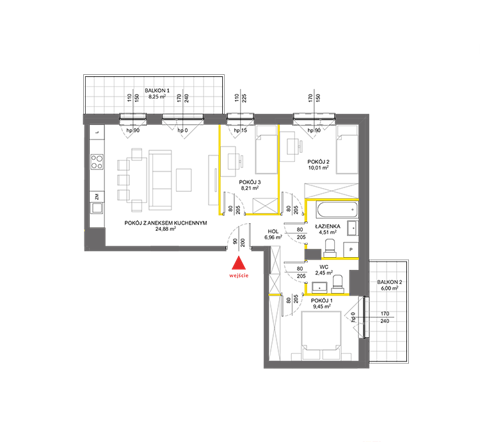 Plan 4 pok. 68m²