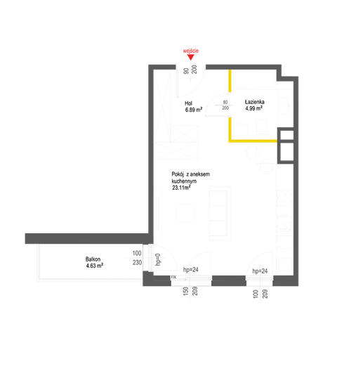 Plan 1 pok. 35m²