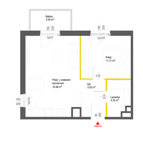 Plan 2 pok. 45m²