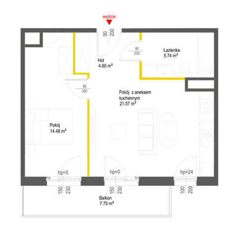 Plan 2 pok. 46m²