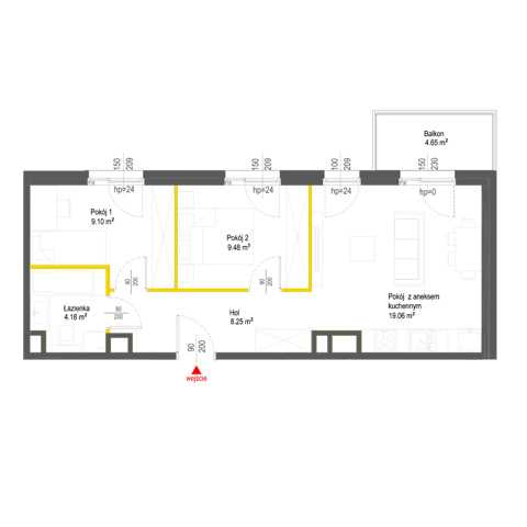 Plan 3 pok. 50m²