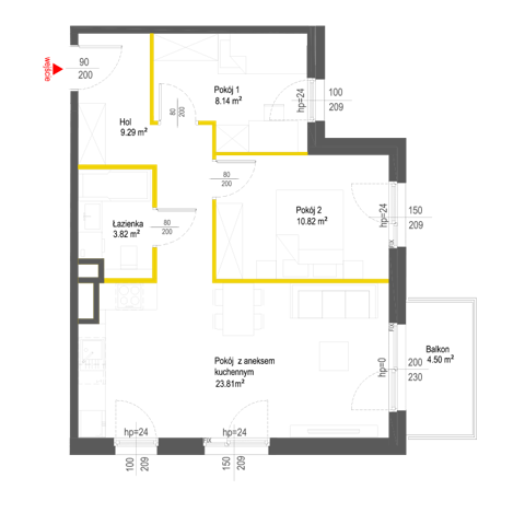 Plan 3 pok. 56m²