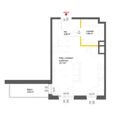 Plan 1 pok. 35m²
